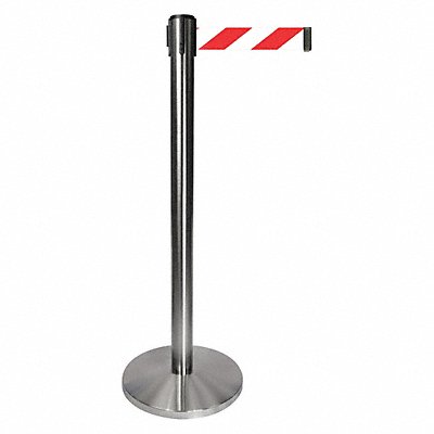 Barrier Post Gray Post Red/White Belt