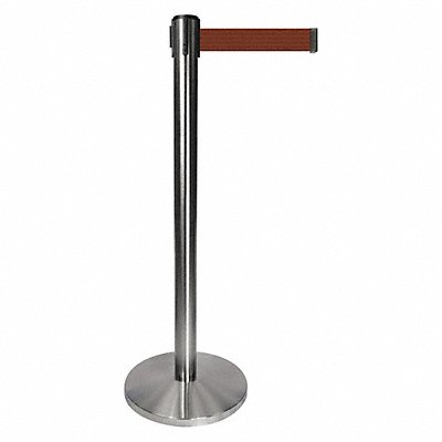 Barrier Post w/Belt Gray Post Brown Belt