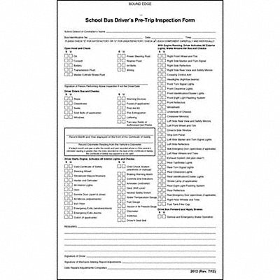 IL School Bus Driver Inspection Form