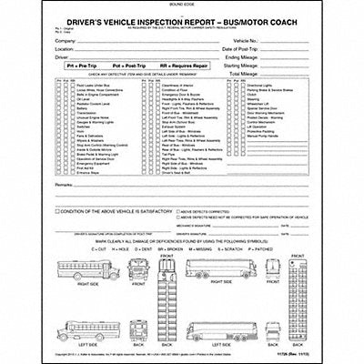 Motor Coach Vehicle Inspection Report