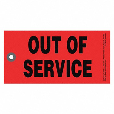 Out of Service Tag Rectangle 6-1/4 PK50