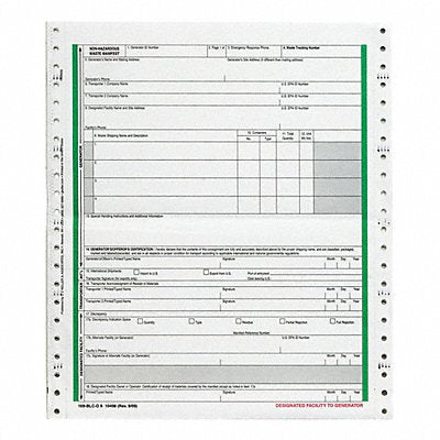 Non Hazardous Waste Manifst 6-part PK500