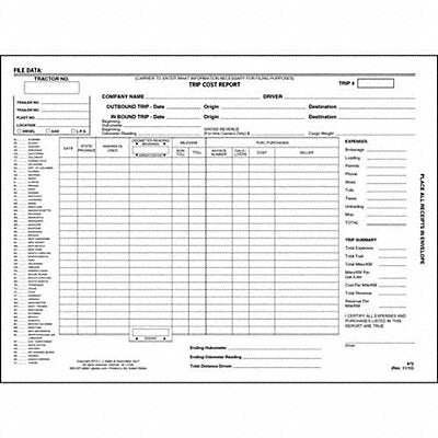 Trip Cost Report Envelope