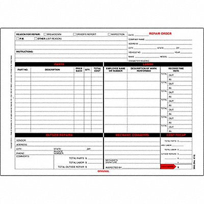 Garage Repair Order Form PK10