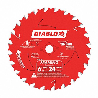 Circular Saw Blade 6 1/2 in 24 Teeth