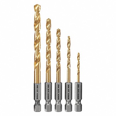 Hex Shank Drill Set 5pc Carbon Steel