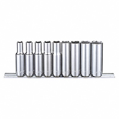 Socket Set Chrome 1/4in to 5/8in 6 Point