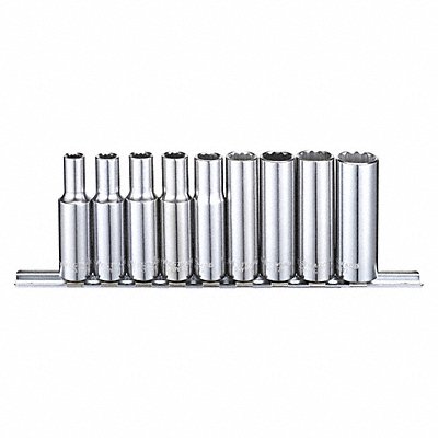 Socket Set Chrome 1/4 in to 5/8 in 12Pt