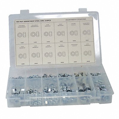 Nut Asrt Zinc Plated Steel 216PK