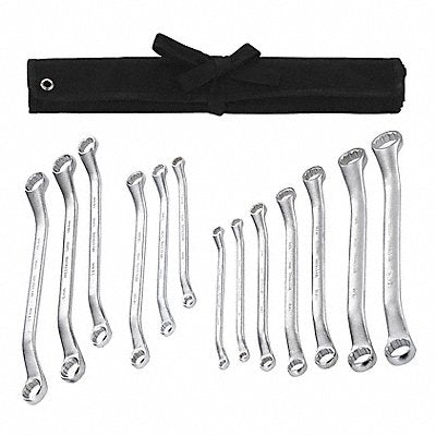 Box End Wrench Set Satin Stndrd SAE/Mtrc