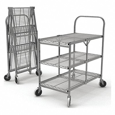 Wire Cart Silver 39-1/2 H 19-1/2 L