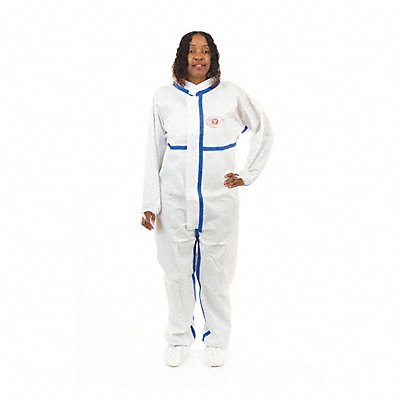 Collared Coverall Elastic White 3XL PK25