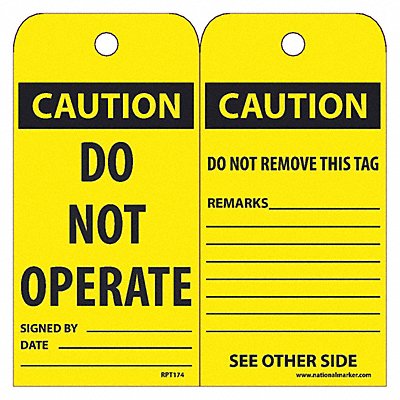 Caution Do Not Operate Tag PK25