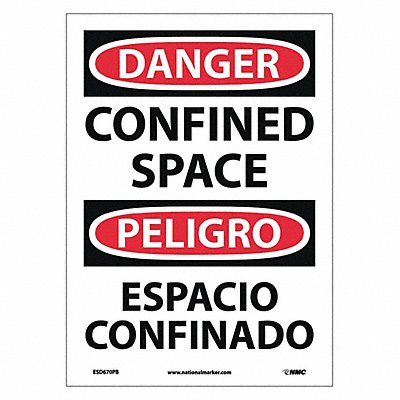 Danger Confined Space Sign Bilingual