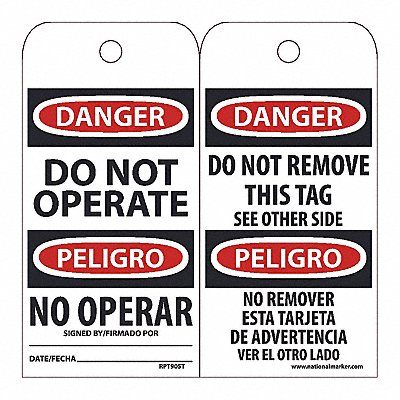 Danger Do Not Operate Bilingual Tag PK25