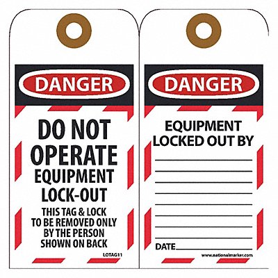 Dngr Do Not Operate Equip Lock-Out PK25