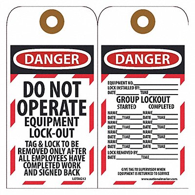 Dngr Do Not Operate Equip Lock-Out PK10