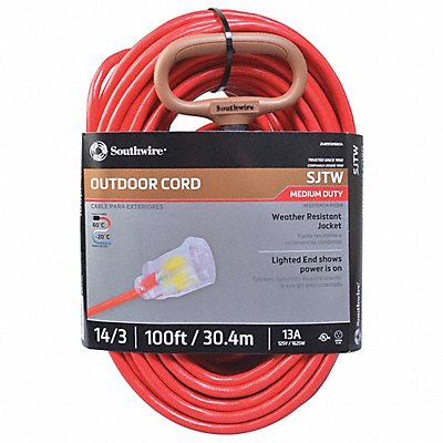 Extension Cord 14 AWG 125VAC 100 ft L