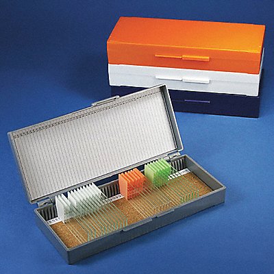 Microscope Slide Box Blue/Gray/OR/Wt PK5