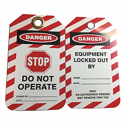 Lockout Tag Black Red/Wht Plastic PK10