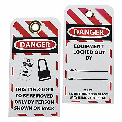 Lockout Tag Black Red/Wht Plastic PK10