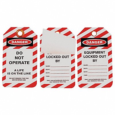 Lockout Tag Black Red/Wht Plastic PK10