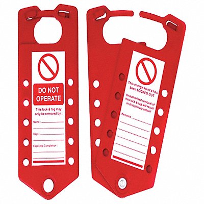 Labeled Lockout Hasp Red 7-1/4 L 3 W