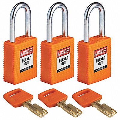 Lockout Padlock Nylon Org 1/2 W PK3