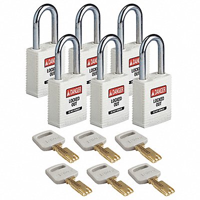 Lockout Padlock Nylon Wht 1-13/16 H PK6