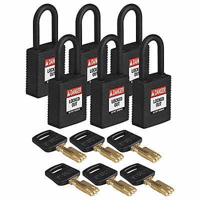 Lockout Padlock Nylon Body Black PK6