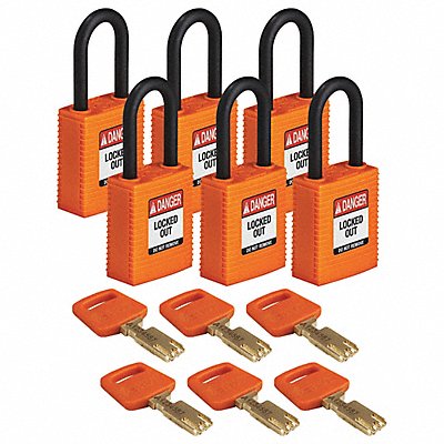 Lockout Padlock Nylon 1/2 W Org PK6