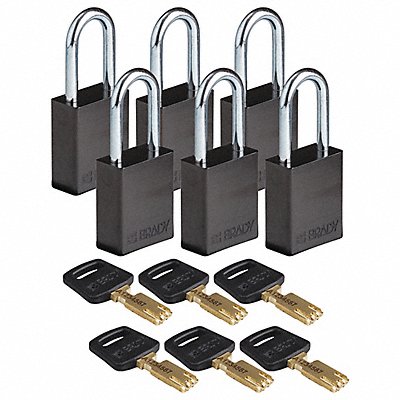 K7472 Lockout Padlock Al Black Key Alike PK6