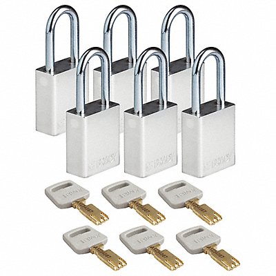 K7472 Lockout Padlock Al Silver Key Alike PK6