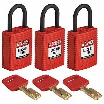 K7458 Lockout Padlock Nylon Red PK3