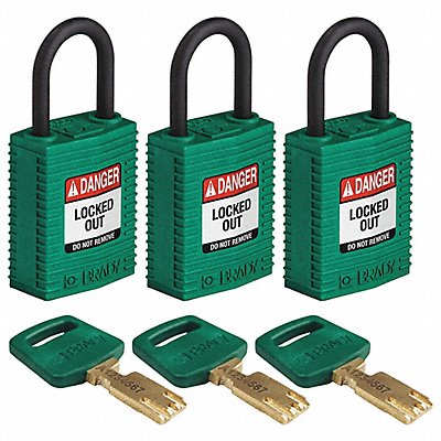 K7458 Lockout Padlock Nylon Green PK3