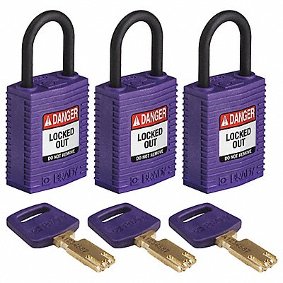 K7458 Lockout Padlock Nylon Purple PK3