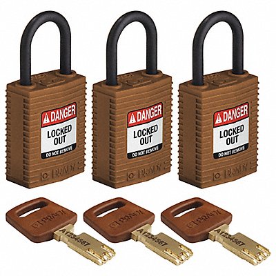 K7458 Lockout Padlock Nylon Brown PK3