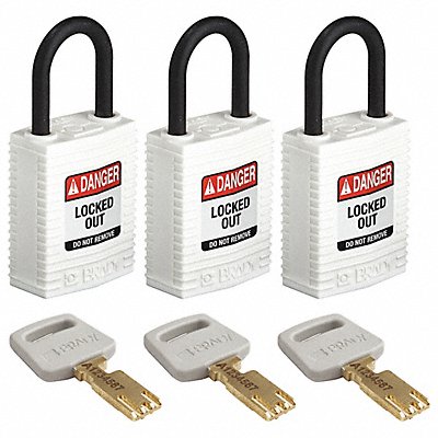 K7458 Lockout Padlock Nylon White PK3