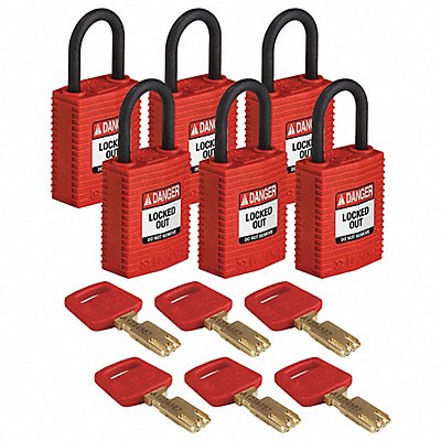 K7460 Lockout Padlock Nylon 1/4 W Red PK6