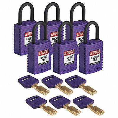 Lockout Padlock Nylon 6 Keys Purple PK6