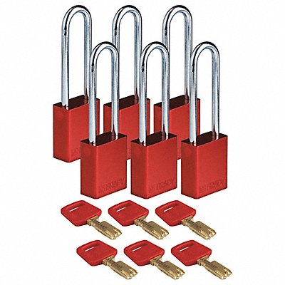 K7475 Lockout Padlock Red 1-13/16 H Body PK6