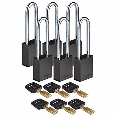 K7475 Lockout Padlock Black 1-1/2 W Body PK6