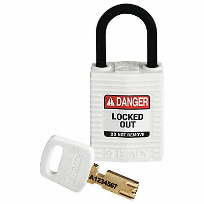 Lockout Padlock White 1-21/32 H Body