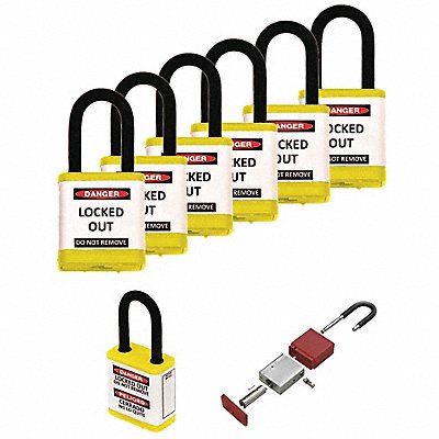 Lockout Padlock 1-1/2 H Shackle PK6