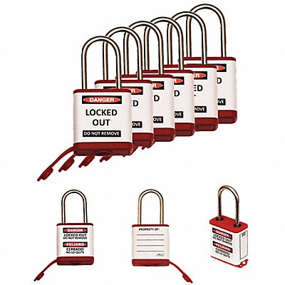 Lockout Padlock 1-1/2 H Shackle PK6