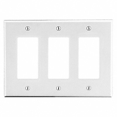 Rocker Wall Plate Stnd Wht 3Gng Smth Stn