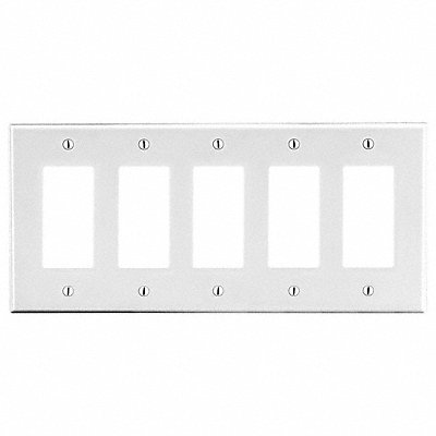 Rocker Wall Plate Stnd Wht 5Gng Smth Stn