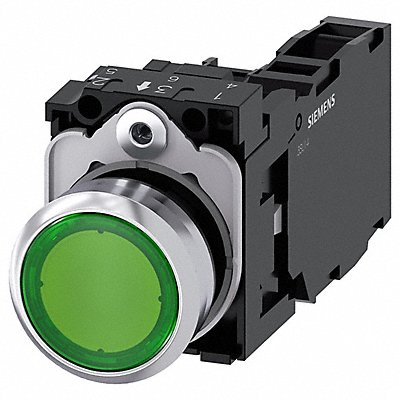 Illuminated Push Button Green 22mm LED