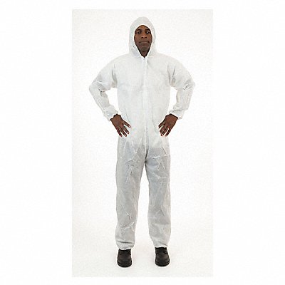 Coverall w/Hood L White PK25