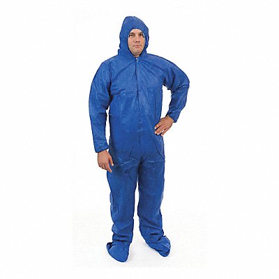 Coverall w/Hood Boot XL Blue PK25